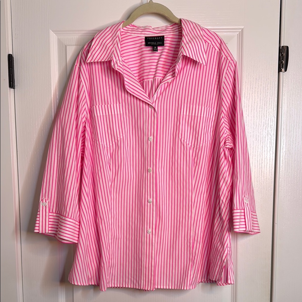 Neon Pink Striped Button-Up Shirt
